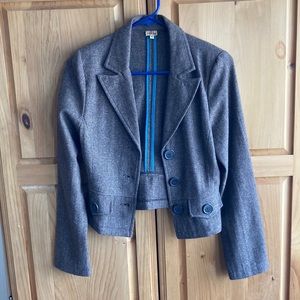 Cropped Structured Blazer with Shoulder Pads